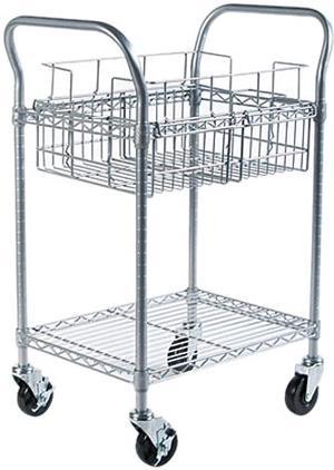 Safco 5235GR Wire Mail Cart, 600lbs, 18-3/4w x 26-3/4d x 38-1/2h, Metallic Gray