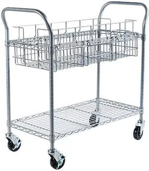 Safco 5236GR Wire Mail Cart, 600lbs, 18-3/4w x 39d x 38-1/2h, Metallic Gray