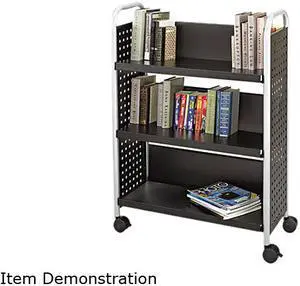 Safco 5336BL Scoot Book Cart, 3-Shelf, 32-1/2w x 14-1/4d x 44-1/4h, Black