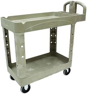 Rubbermaid Commercial 450088BG Heavy-Duty Utility Cart, 2-Shelf, 17-7/8w x 39-1/4d x 33-1/4h, Beige
