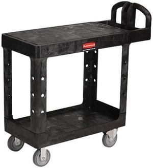 Rubbermaid Flat Shelf Utility Cart, 2-Shelf, 500lbs, 19 x 38 x 33-1/3, Black