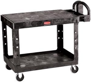 Rubbermaid Flat Shelf Utility Cart, 2-Shelf, 500lbs, 26 x 44 x 33-1/3, Black