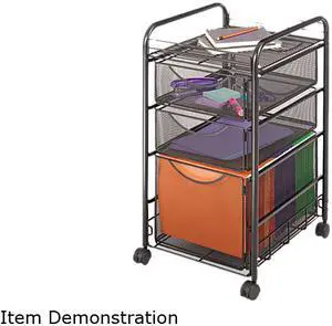Safco Onyx 5213BL Mesh Mobile File w/Two Supply Drawers, 15-1/2w x 17d x 27h, Black