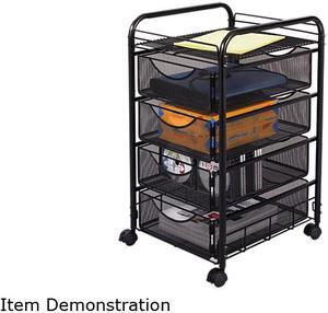 Safco Onyx 5214BL Mesh Mobile File w/Four Supply Drawers, 15-3/4w x 17d x 27h, Black