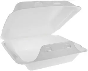 Pactiv SmartLock Foam Hinged Lid Container, Medium, 8 x 8 x 3, White, 150/Carton YHLW08010000