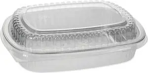 Pactiv Classic Carry-Out Container, 46 oz, 9.75 x 7.75 x 1.75, Silver, Aluminum, 50/Carton Y6710PWPSFG