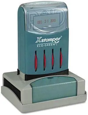 Xstamper ECO-GREEN 66210 VersaDater Message Dater, PAID, Blue/Red
