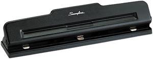 Swingline 74015 10-Sheet Desktop Three-Hole Adjustable Punch, 9/32" Holes, Black, 1 Each