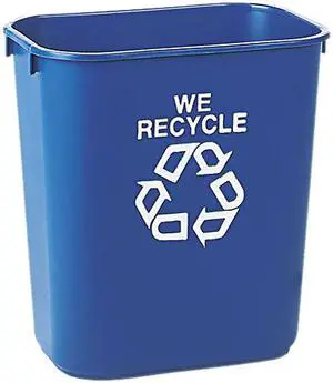 Rubbermaid Commercial 295573BE Small Deskside Recycling Container, Rectangular, Plastic, 13 5/8 qt, Blue