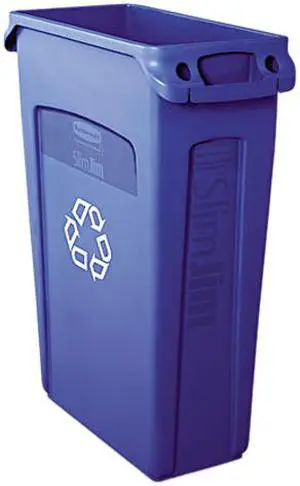 Rubbermaid Commercial 354007BE Slim Jim Recycling Container w/Venting Channels, Plastic, 23 gal, Blue