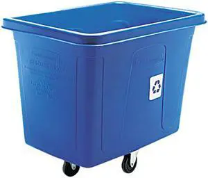 Rubbermaid Commercial 461673BE Recycling Cube Truck, Rectangular, Polyethylene, 500-lb cap, Blue