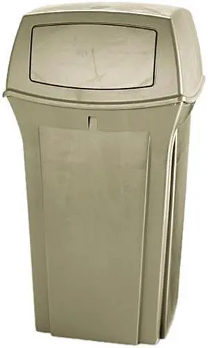 Rubbermaid Commercial 8430-88BG Ranger Fire-Safe Container, Square, Structural Foam, 35 gal, Beige