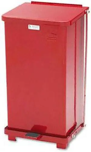 Rubbermaid Commercial                    Defenders Biohazard Step Can, Square, Steel, 12 gal, Red