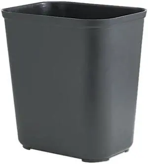 Rubbermaid Commercial 254300BK Fire-Resistant Wastebasket, Rectangular, Fiberglass, 7 gal, Black