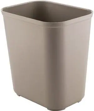 Rubbermaid Commercial 254300BG Fire-Resistant Wastebasket, Rectangular, Fiberglass, 7 gal, Beige
