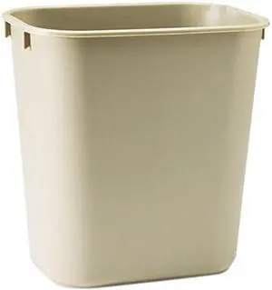 Rubbermaid Commercial 295500BG Soft Molded Plastic Wastebasket, Rectangular, 3 1/2 gal, Beige