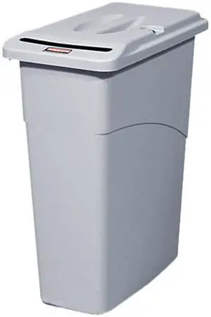 Rubbermaid Commercial 9W15LGY Slim Jim Confidential Document Receptacle w/Lid, Rectangle, 23 gal, Light Gray