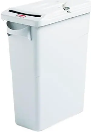 Rubbermaid Commercial 9W25LGY Slim Jim Confidential Document Receptacle w/Lid, Rectangle, 15 7/8 gal, Lt Gray
