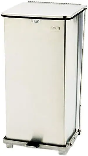 Rubbermaid Commercial ST24SSPL Defenders Biohazard Step Can, Square, Steel, 24 gal, Stainless Steel