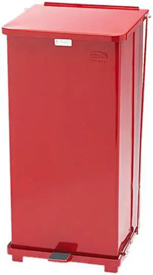 Rubbermaid Commercial ST24EPLRD Defenders Biohazard Step Can, Square, Steel, 24 gal, Red