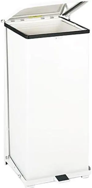 Rubbermaid Commercial ST24EPLWH Defenders Biohazard Step Can, Square, Steel, 24 gal, White
