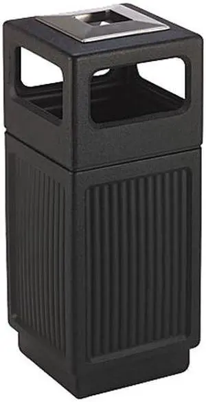 Safco 9474BL Canmeleon Ash/Trash Receptacle, Square, Polyethylene, 15 gal, Textured Black