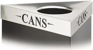 Safco 9560CZ Trifecta Waste Receptacle Lid, Laser Cut "CANS" Inscription, Stainless Steel