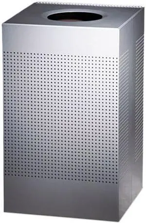 Rubbermaid Commercial SC18EPLSM Designer Line Silhouettes Receptacle, Steel, 29 gal, Silver Metallic