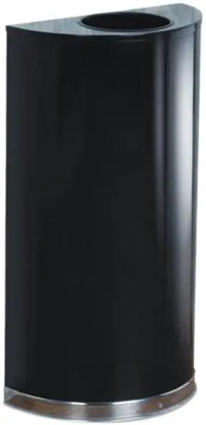 Rubbermaid Commercial SO1220B European & Metallic Series Open Top Receptacle, Half-Round, 12 gal, Black/Chrome