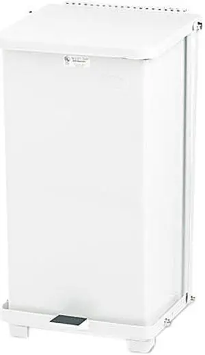 Rubbermaid Commercial ST12EPLWH Defenders Biohazard Step Can, Square, Steel, 12 gal, White
