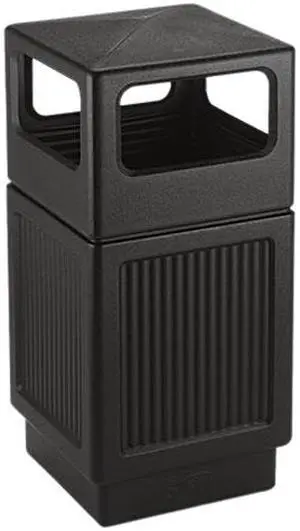 Safco 9476BL Canmeleon Side-Open Receptacle, Square, Polyethylene, 38 gal, Textured Black