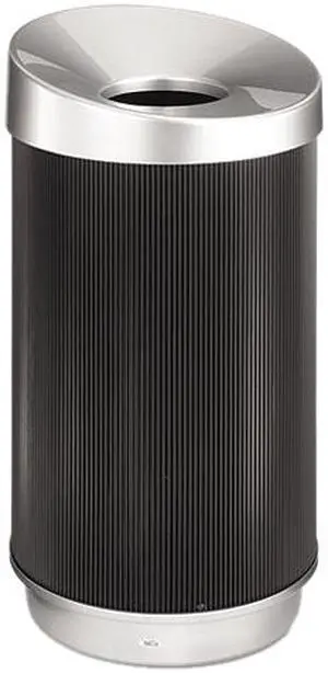 Safco 9799BL At-Your-Disposal Vertex Receptacle, Round, Polyethylene, 38 gal, Black/Chrome