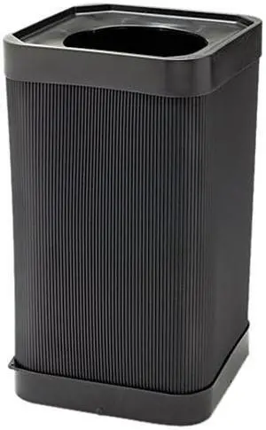 Safco 9790BL At-Your Disposal Top-Open Waste Receptacle, Square, Polyethylene, 38 gal, Black