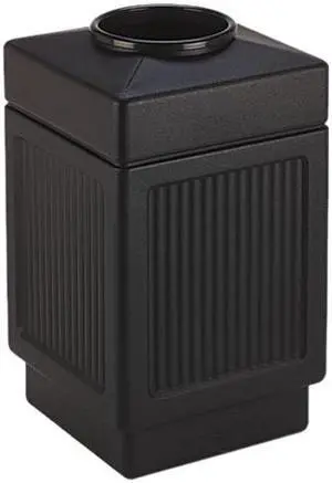 Safco 9475BL Canmeleon Top-Open Receptacle, Square, Polyethylene, 38 gal, Textured Black