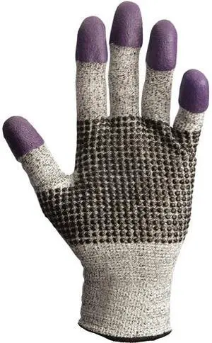 KleenGuard G60 Purple Nitrile Cut Resistant Gloves (97431), Size 8.0 (Medium), Grey and Black with Purple Fingertips, Ambidextrous, 1 Pack