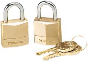 Master Lock 120T Three-Pin Brass Tumbler Locks, 3/4" Wide, 2 Locks & 2 Keys/Pack