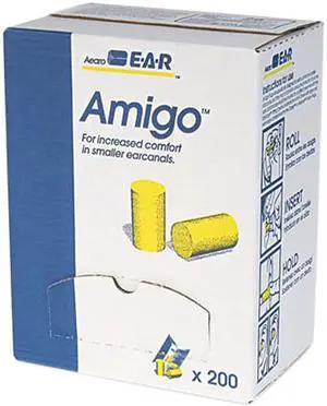 E·A·R 310-1103 Classic Small Ear Plugs in Pillow Paks, PVC Foam, Yellow, 200 Pairs/Box