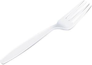 Dixie FH217 Plastic Tableware, Heavyweight Forks, White, 1000/Carton
