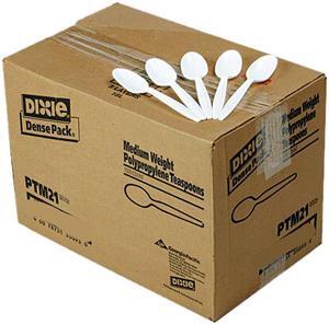 Dixie PTM21 Plastic Tableware, Mediumweight Teaspoons, White, 1000/Carton