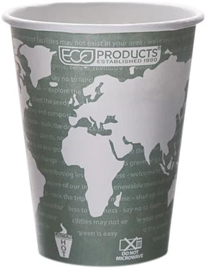 Eco-Products EPBHC12WA World Art Renewable Resource Compostable Hot Cups, 12 oz, Green, 1000/Ctn Eco-Products EPBHC12WA World Art Renewable Resource Compostable Hot Cups, 12 oz, Green, 1000/Ctn