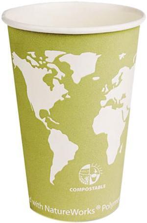 Eco-Products EPBHC16WA World Art Renewable Resource Compostable Hot Cups, 16 oz, Seafoam Green,1000/Ctn