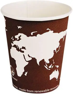 Eco-Products EPBHC8WA World Art Renewable Resource Compostable Hot Drink Cups, 8 oz, Plum, 1000/Carton