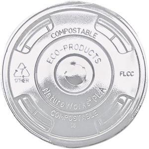 Eco-Products EP-FLCC Compostable Cold Drink Cup Lids, Flat, Clear, 1000/Carton