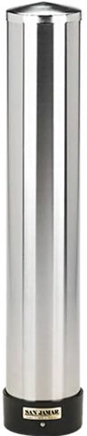 San Jamar C3400P Large Water Cup Dispenser w/Removable Cap,Wall Mounted, Stainless Steel
