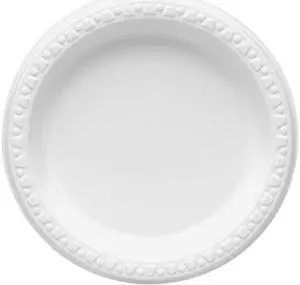 Tablemate 6644WH Plastic Dinnerware, Plates, 6" Diameter, White, 125/Pack