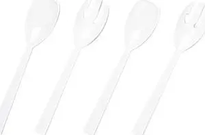 Tablemate W95PK4 Table Set Plastic Serving Forks & Spoons, White, 2/Pack, 12 Packs/Box