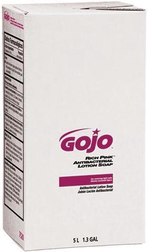 GOJO 7520 RICH PINK Antibacterial Lotion Soap Refill, 5000 mL, Floral Scent,Pink, 2/Carton