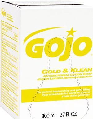 GOJO 9127-12 Gold & Klean Lotion Soap Bag-in-Box Dispenser Refill, Fresh Liquid, 800ml