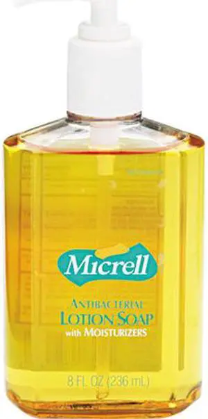 GOJO 9752-12CT MICRELL Antibacterial Lotion Soap, Unscented Liquid, 8 oz Pump, 12/Carton