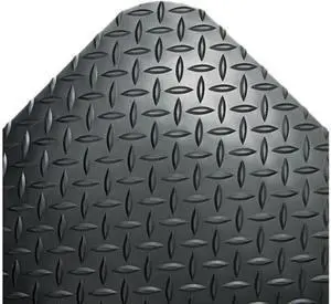 Crown CD0035DB Industrial Deck Plate Anti-Fatigue Mat, Vinyl, 36 x 60, Black